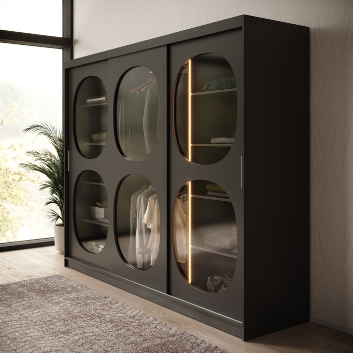 Meubella - Kledingkast Bravanti - Zwart - 250 cm