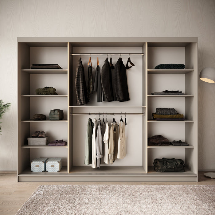 Meubella - Kledingkast Bravanti - Beige - 250 cm