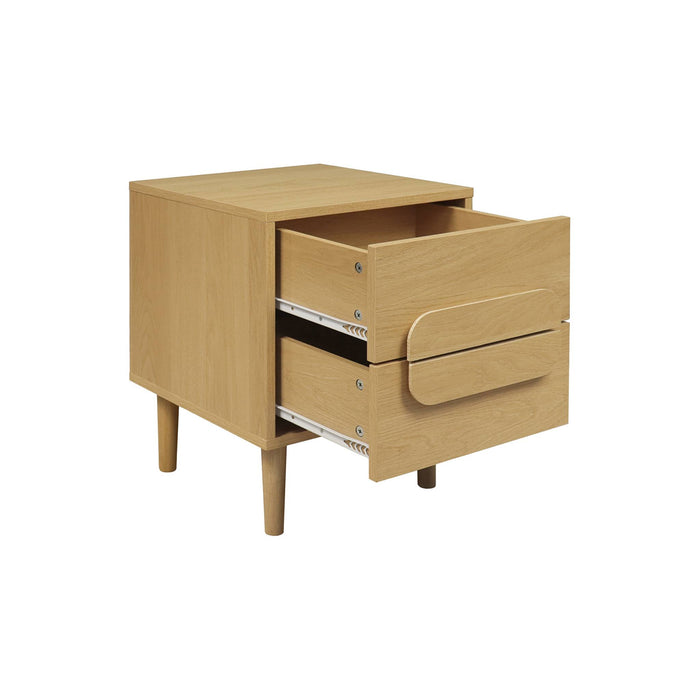 sweeek - Nachtkastje houtdecor vintage 2 lades