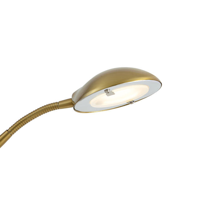 QAZQA Moderne vloerlamp messing incl. LED 3-staps dimbaar oplaadbaar