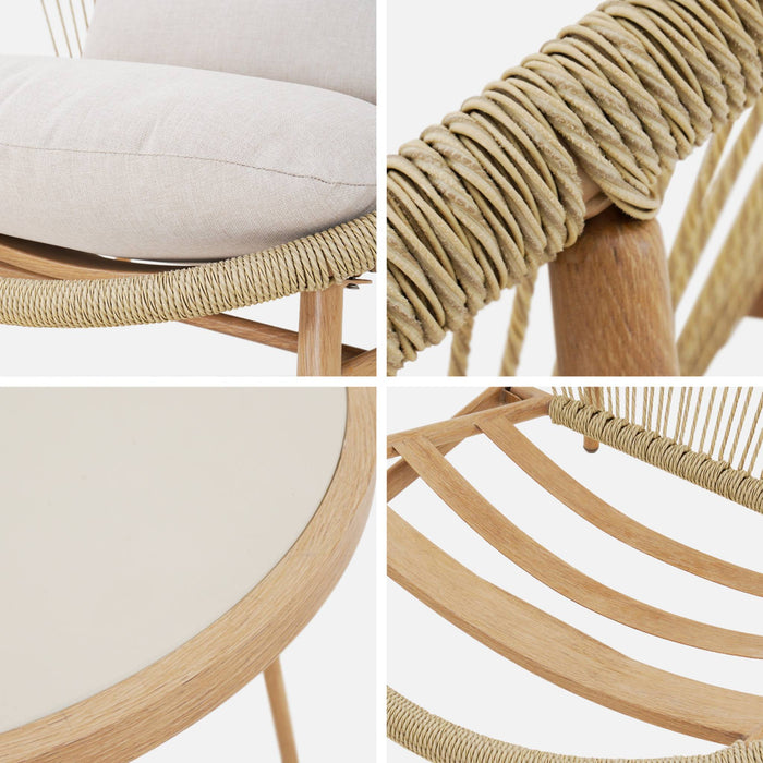 sweeek - Set van 2 tuinstoelen met stalen en rotan tafel