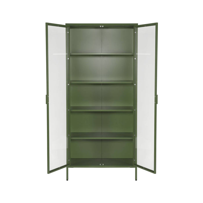 sweeek - Vitrinekast gehard glas en staal 2 deuren 180cm