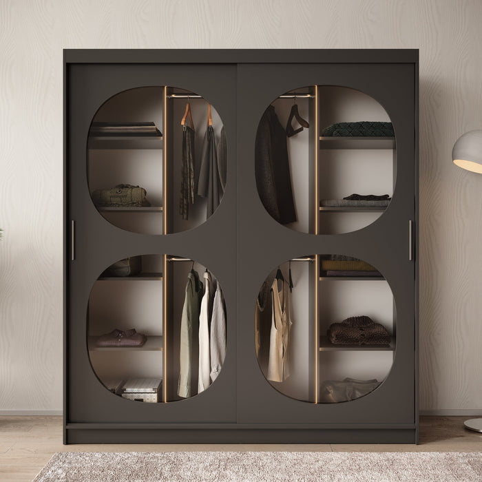 Meubella - Kledingkast Bravanti - Zwart - 180 cm