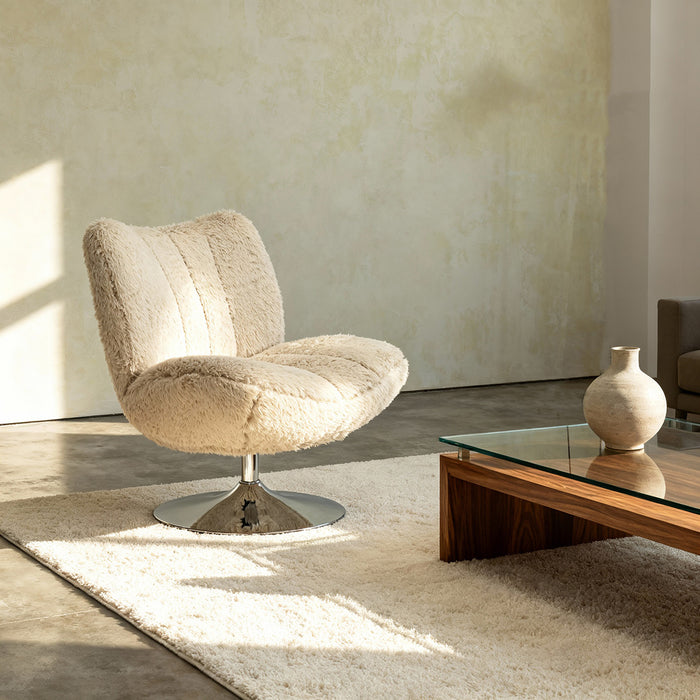 DÉJA Living - Draaifauteuil Taupe|Chrome - 70x78x82cm - Morten