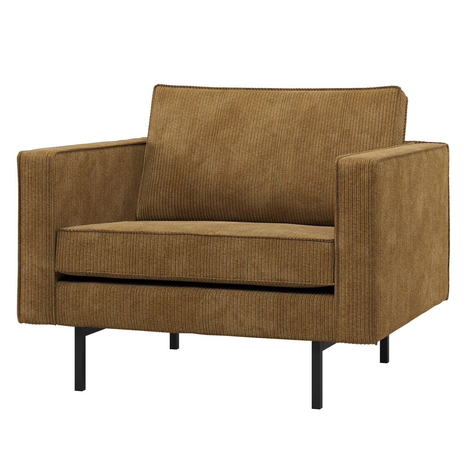 WOOOD Rodeo Fauteuil - Ribstof - Honinggeel - 83x98x88