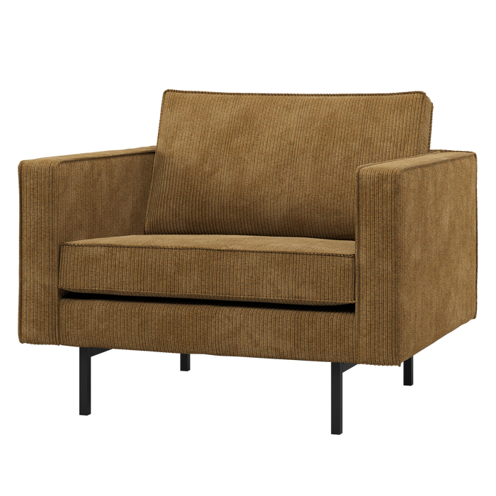 WOOOD Rodeo Fauteuil - Ribstof - Honinggeel - 83x98x88