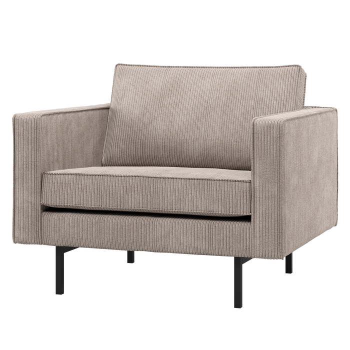 WOOOD Rodeo Fauteuil - Ribstof - Donkerzand - 83x98x88