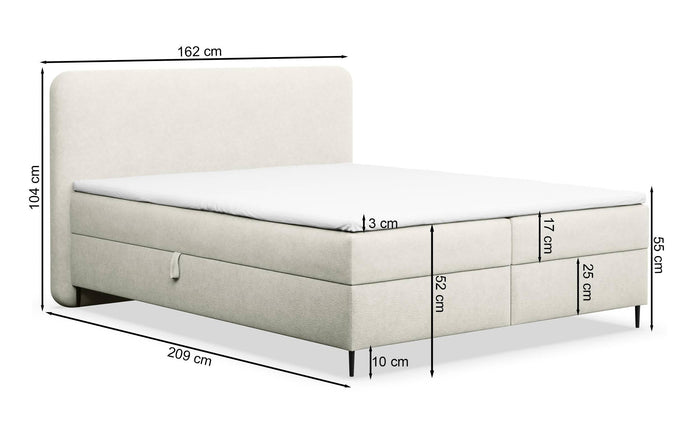NADUVI Collection Boxspring Contero chenille 140 x 200 cm met