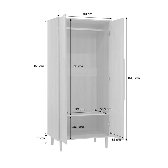 sweeek - Kledingkast houtdecor 2 deuren, plank en hanggedeelte