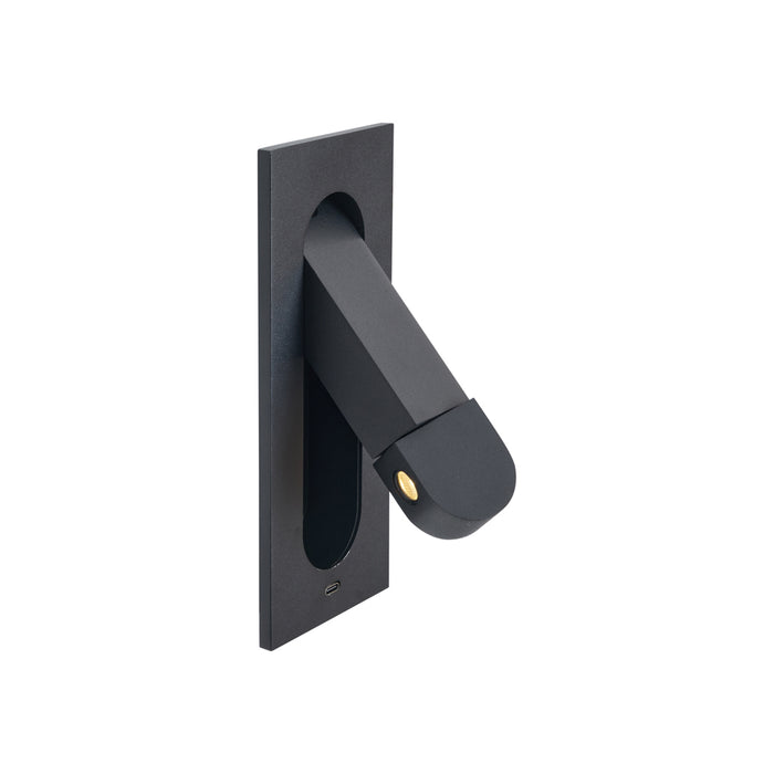 QAZQA Moderne wandlamp zwart incl. LED en USB-C poort - Hilton