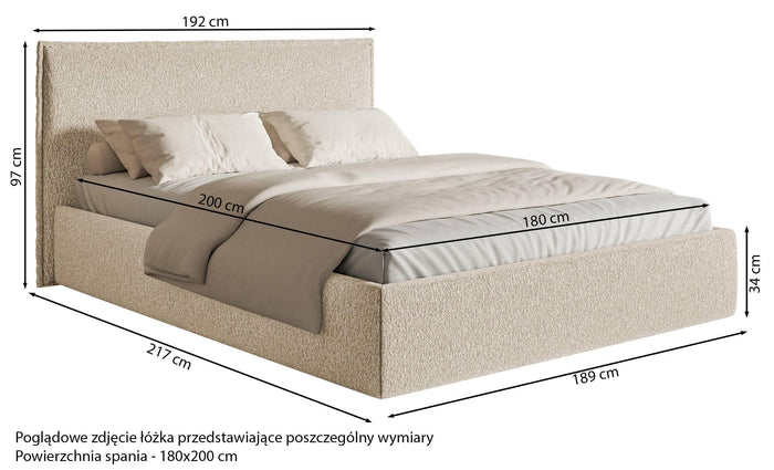NADUVI Collection Bedframe Esmay chenille 180 x 200 cm
