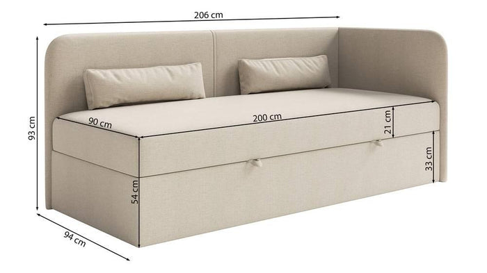 NADUVI Collection Jeugdbed Cambrils chenille rechts 90 x 200 cm met