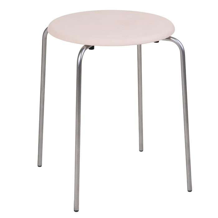 Petit Rond kruk Stainless Steel | Naturel Leather