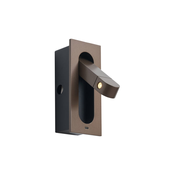 QAZQA Moderne wandlamp donkerbrons incl. LED en USB-C poort - Hilton