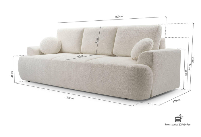 NADUVI Collection 3-zitsslaapbank Bontero bouclé met opbergruimte