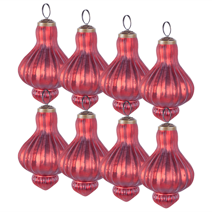 Beliani - BRILLANT - Kerstballen set van 8 - Rood - Glas