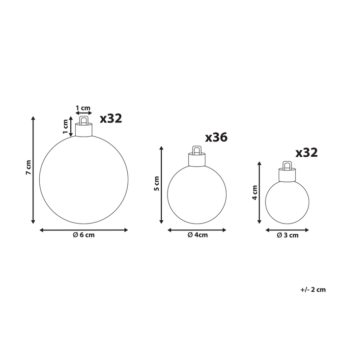 Beliani - VANERN - Set van 100 kerstballen - Meerkleurig - Synthetisch