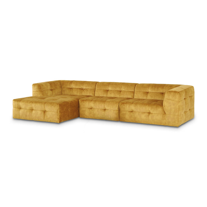 by fonQ Wies 3,5-zits Hoekbank Links - Fluweel - Goudgeel