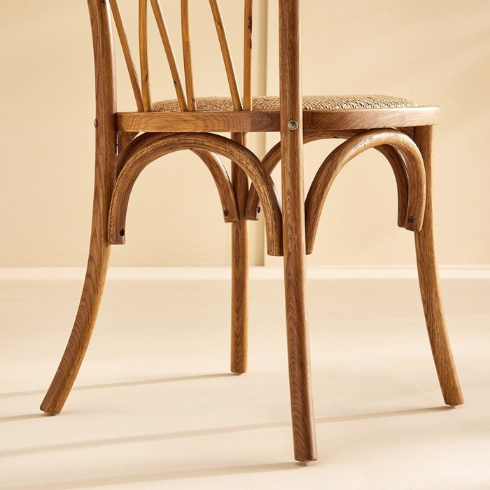 Calicosy - Set van 2 eiken stoelen met rotan zitting OLYMPIA - Bruin