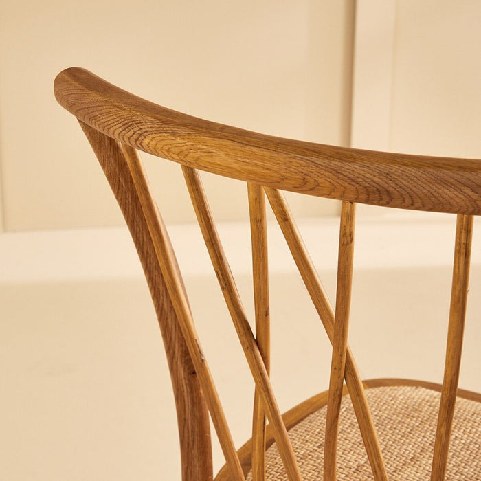 Calicosy - Set van 2 eiken stoelen met rotan zitting OLYMPIA - Bruin
