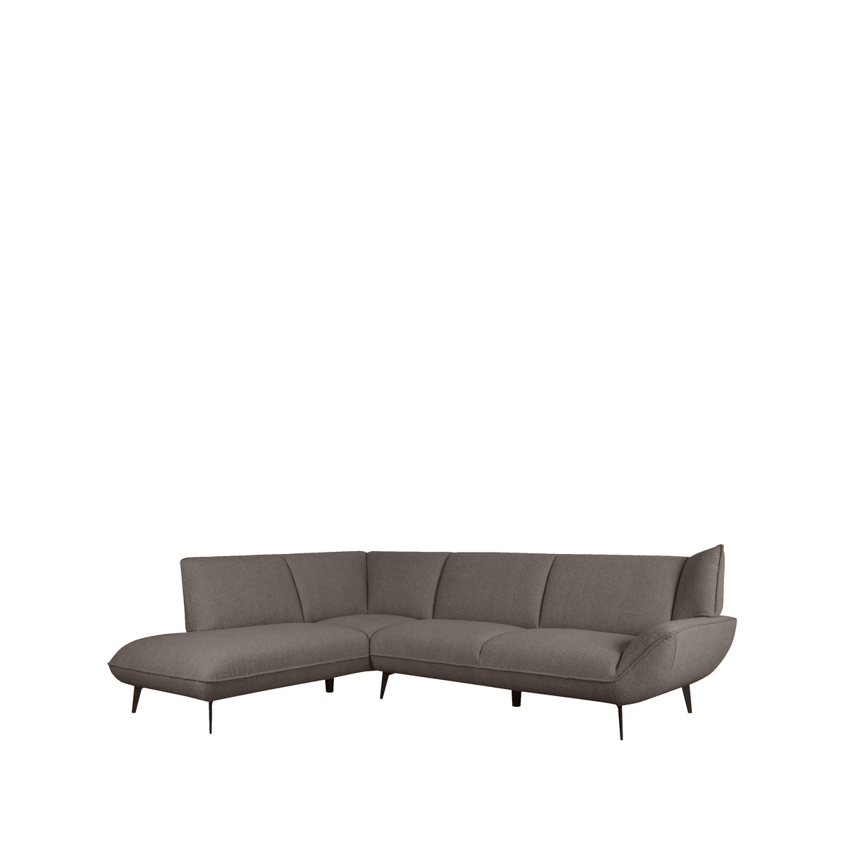 LABEL51 - Hoekbank Pesaro Links - Bruin Boucle - Zwart Metaal