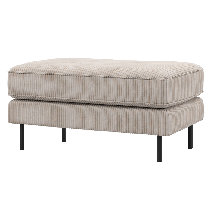 WOOOD Rodeo Hocker Op Poten - Ribstof - Ecru - 45x84x54