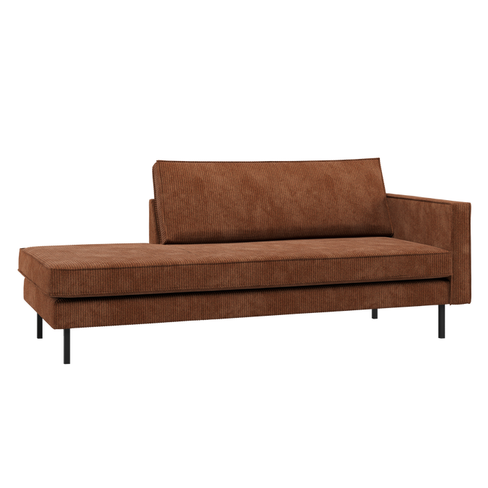 WOOOD Rodeo Daybed Rechts - Ribstof - Roestbruin - 85x203x86