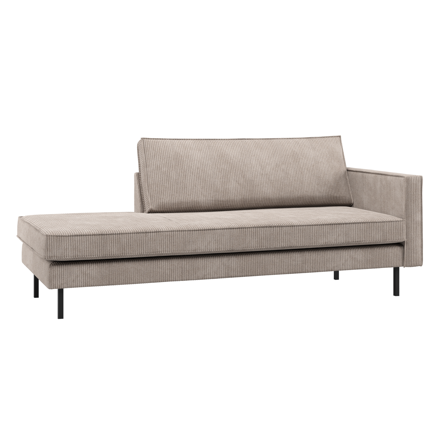 WOOOD Rodeo Daybed Rechts - Ribstof - Donkerzand - 85x203x86