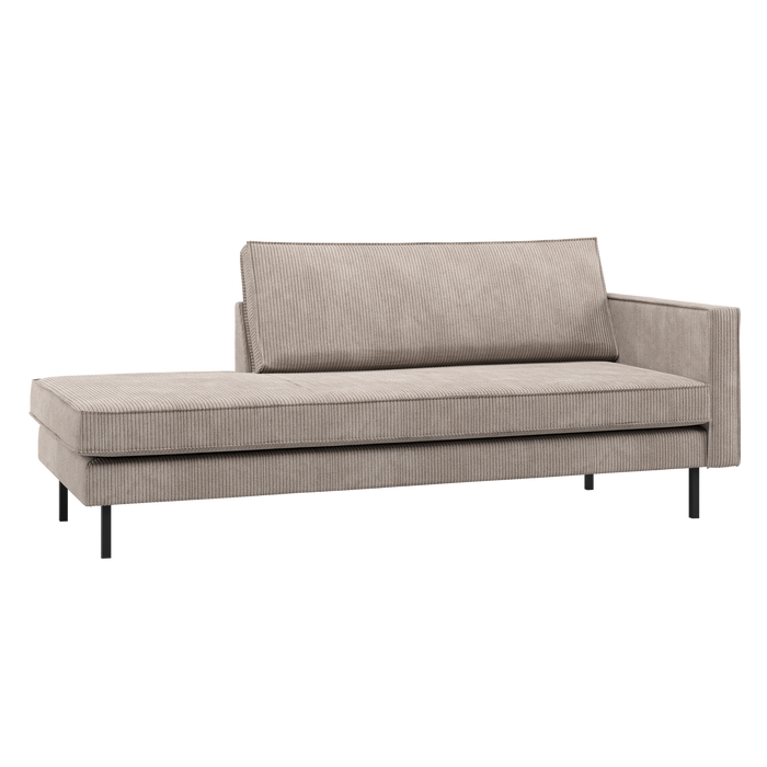 WOOOD Rodeo Daybed Rechts - Ribstof - Donkerzand - 85x203x86