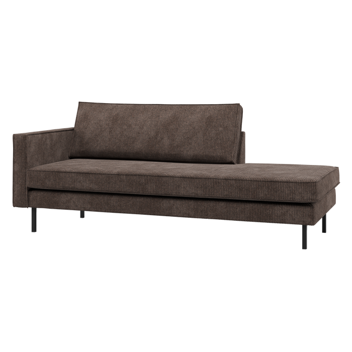WOOOD Rodeo Daybed Links - Ribstof - Bruin - 85x203x86