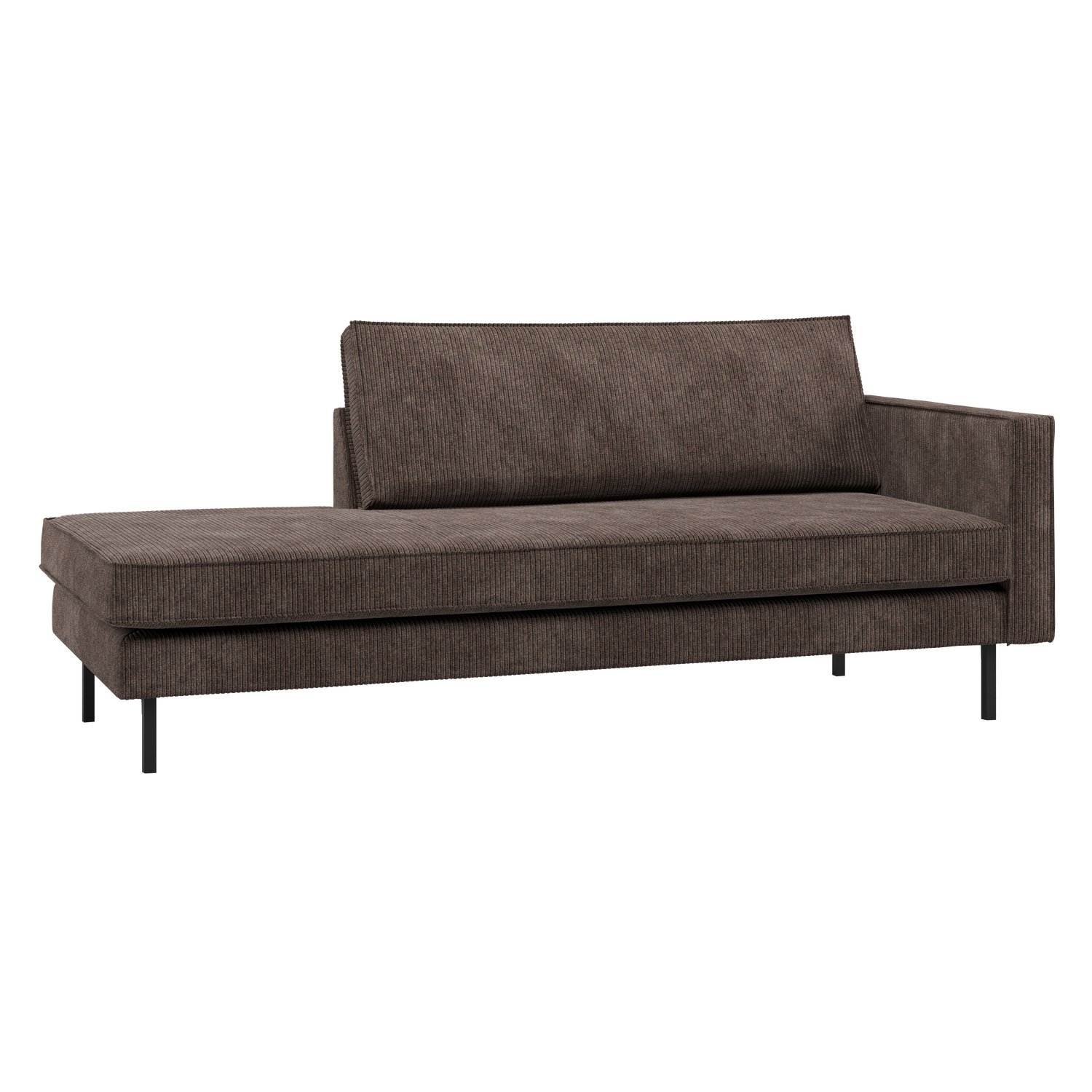WOOOD Rodeo Daybed Rechts - Ribstof - Bruin - 85x203x86