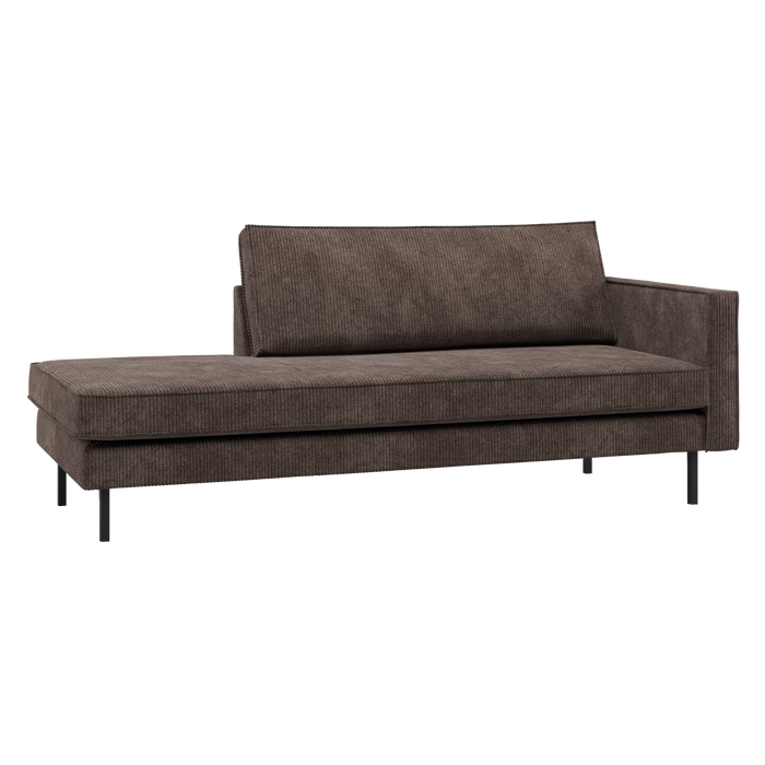 WOOOD Rodeo Daybed Rechts - Ribstof - Bruin - 85x203x86
