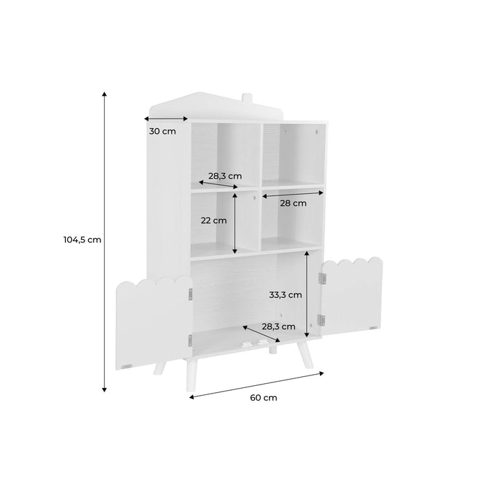 sweeek - Kinderboekenkast met 2 deuren en 4 planken
