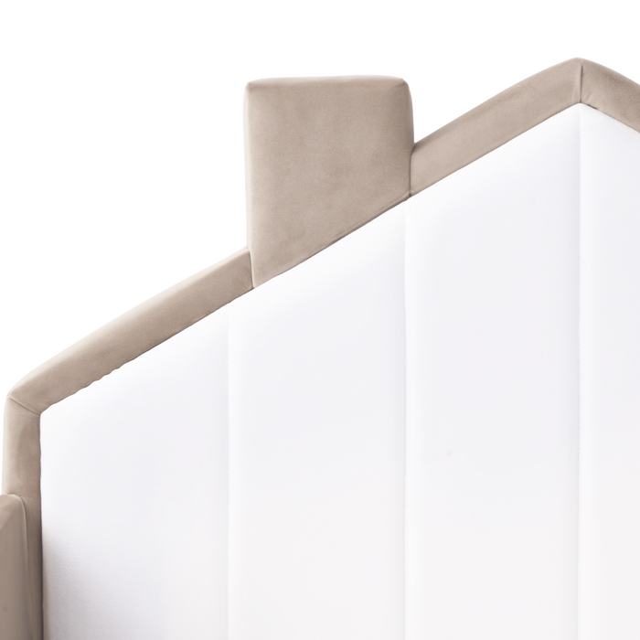 Beliani - KERVAN - Eenpersoonsbed - Taupe|Wit - 90 x 200 cm - Fluweel