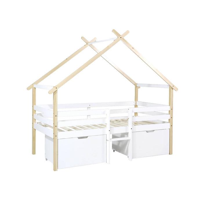 sweeek - Kinderbed 90 x 190 cm grenenhout lattenbodem inbegrepen en 2