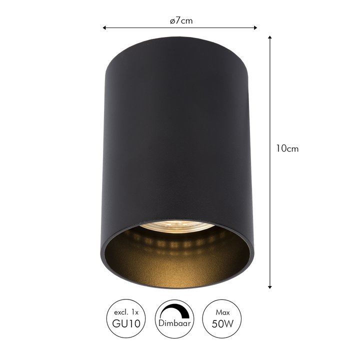 Atmooz Plafondlamp Nuo Fix - Zwart Metaal - Opbouw Plafondspot