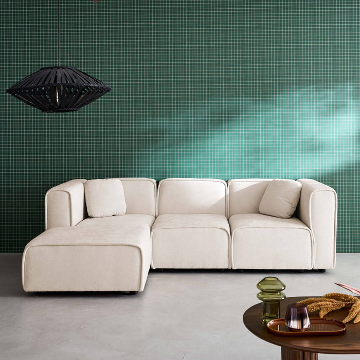 sweeek - Linkse hoekbank 3 zitplaatsen stof