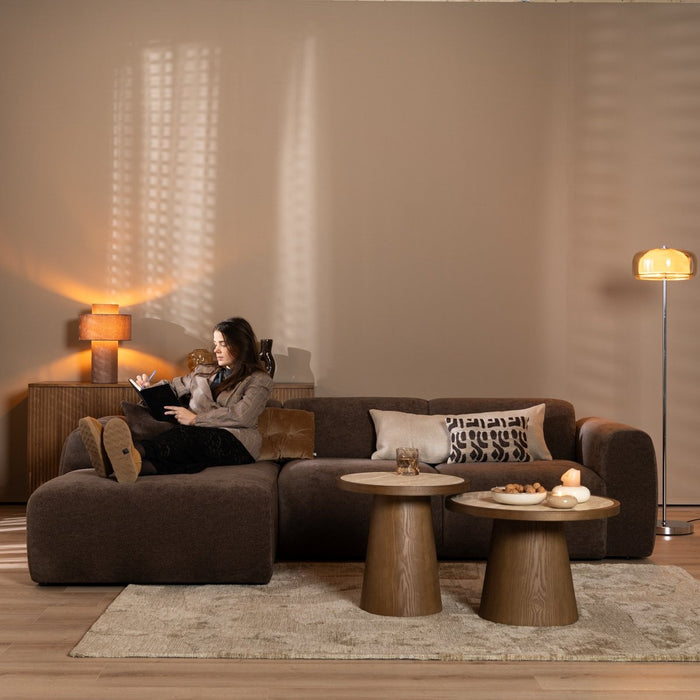 Bronx71 Hoekbank Maine chenille stof bruin links