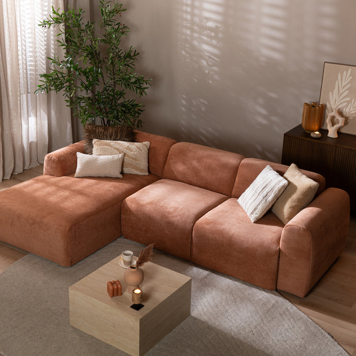 Bronx71 Hoekbank Maine gemêleerde stof terracotta links