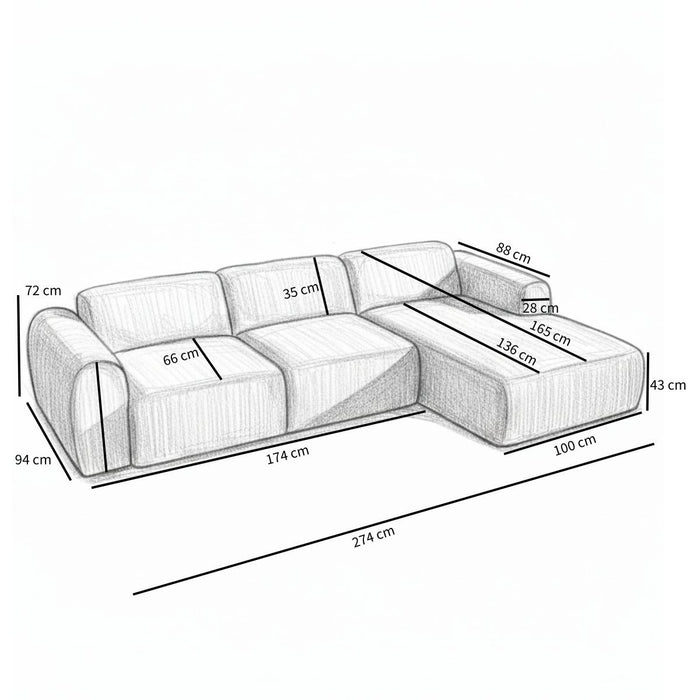 Bronx71 Hoekbank Maine gemêleerde stof taupe rechts