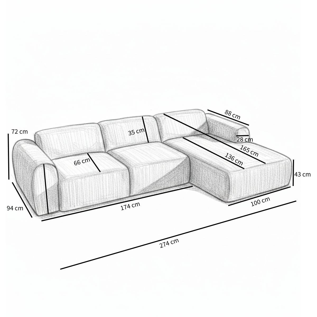 Bronx71 Hoekbank Maine gemêleerde stof taupe rechts