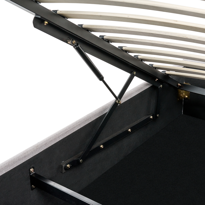 Beliani-DINAN-Tweepersoonsbed-Lichtgrijs-160 x 200 cm-Polyester