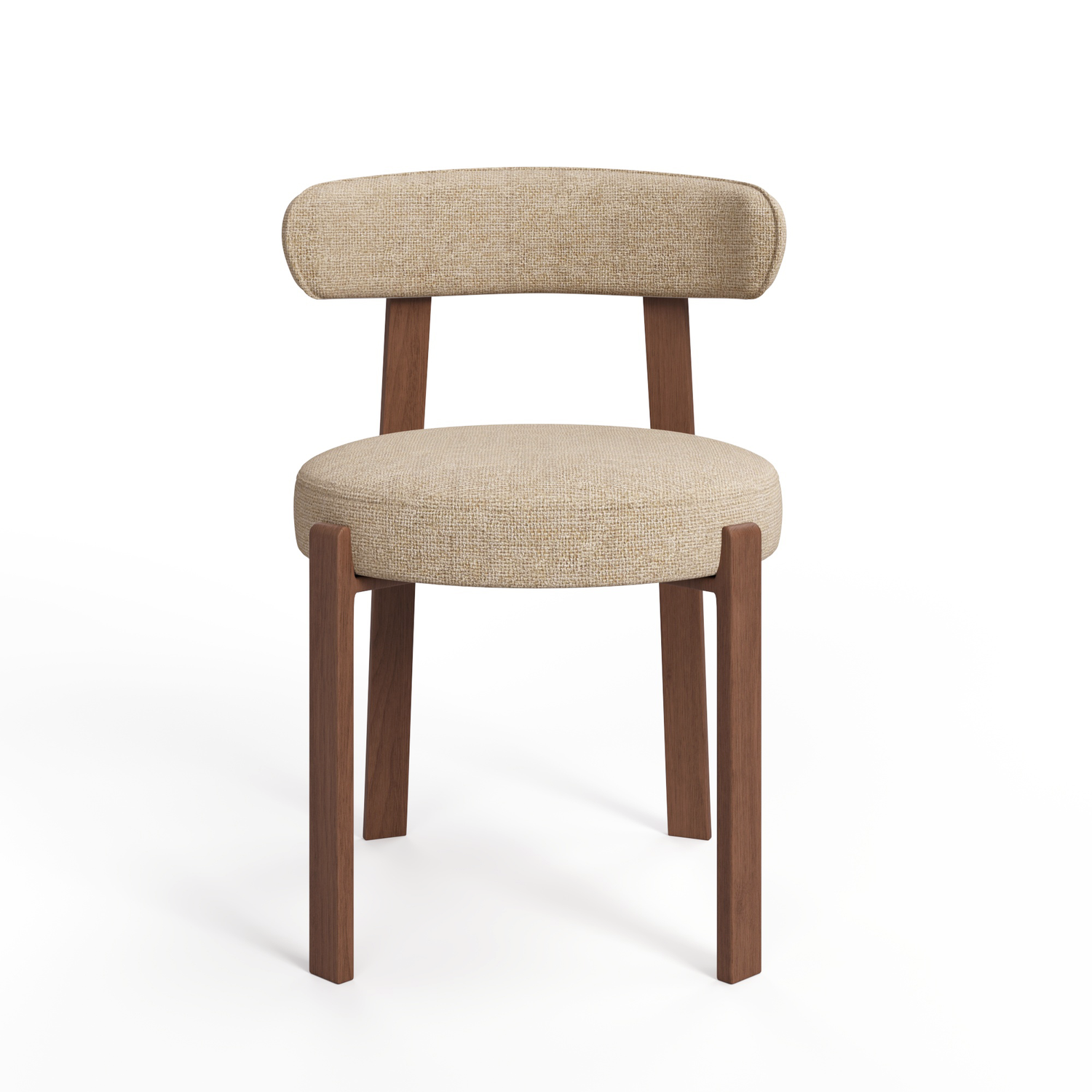 Set van 2 taupe chenille fluwelen stoelen met walnoten poten