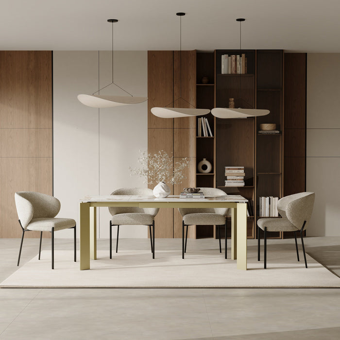 Uitschuifbare eettafel 6-8 personen pandora en gouden poten 140cm