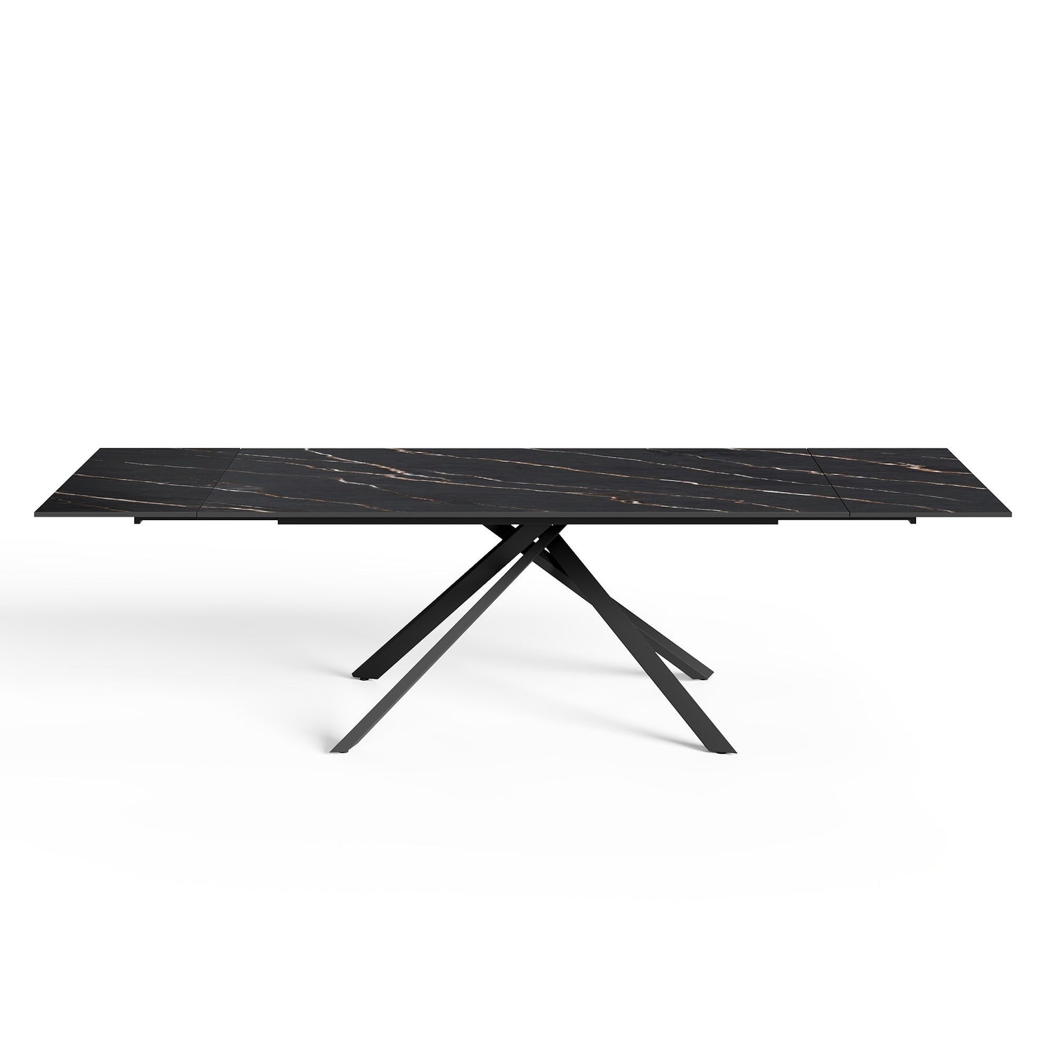 8-10 persoons uittrekbare tafel van zwart marmer, 180cm