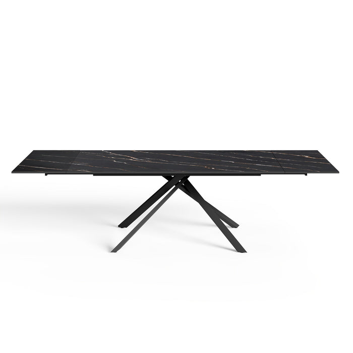 8-10 persoons uittrekbare tafel van zwart marmer, 180cm