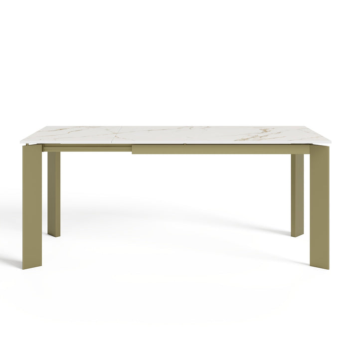 Uitschuifbare tafel 6-8 personen wit marmer effect keramiek 140cm