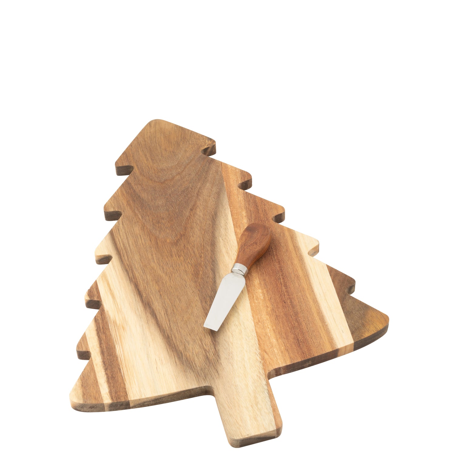 J-Line kaasplank + mes Kerstboom - hout - naturel