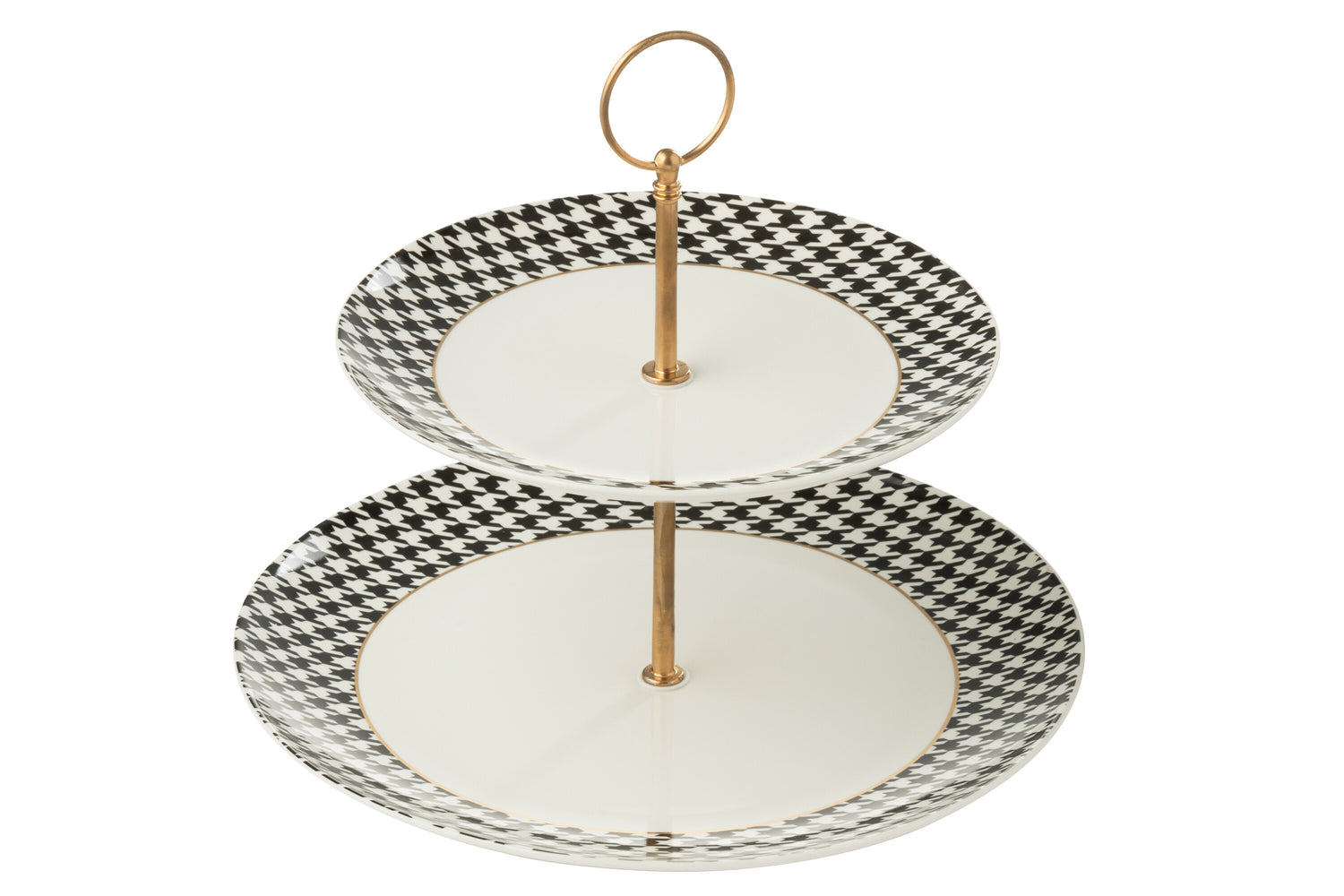 J-Line taartplateau Pied-Poule - porselein - wit|zwart