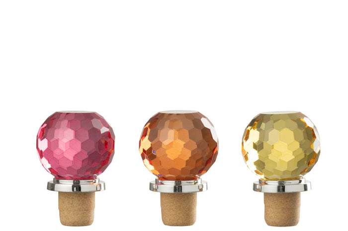 J-Line flessenstop Bal - glas - mix - 3 stuks